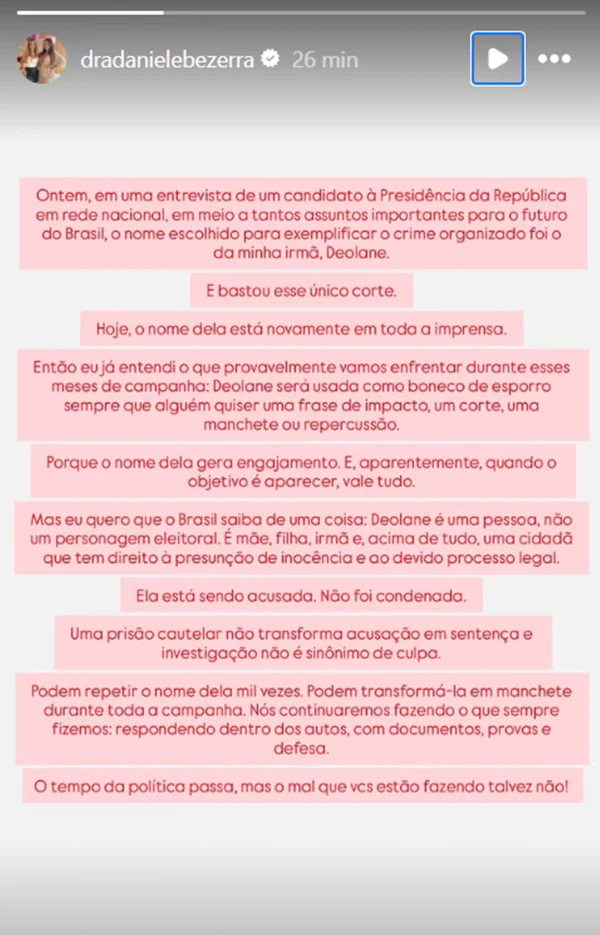 Irmã de Deolane rebate após influencer ser citada por Renan Santos no JN - destaque galeria