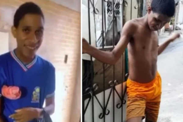 Foto colorida de montagem de duas fotos de jovem autista morto em Salvador durante ação policial