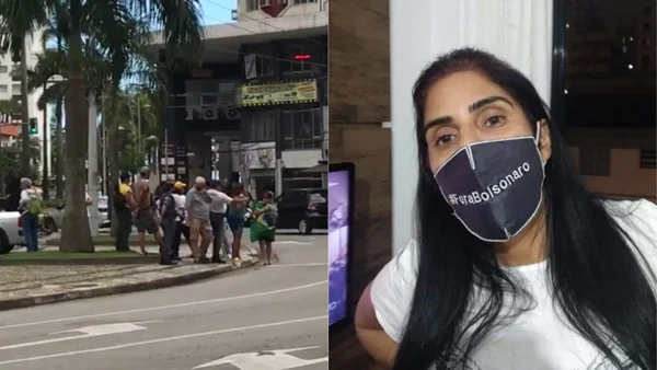 De verde e amarelo, mulher se ‘infiltra’ em ato bolsonarista e discursa: ‘Tomem vacina’