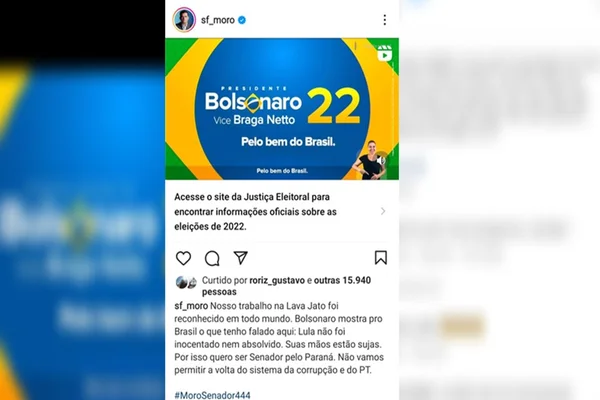 Sergio Moro usa propaganda de Bolsonaro para atacar Lula