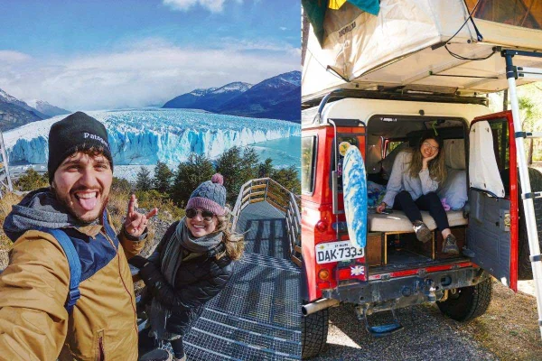 Julia Toledo, 26 anos, e Gabriel Martins Toledo, 30 anos, se casaram e em seguida saíram da cidade natal Bauru para a viagem de 18 mil km