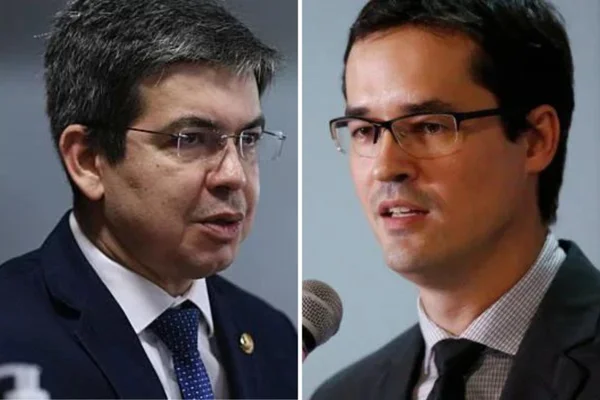 Montagem com fotos de Randolfe Rodrigues e Deltan Dallagnol