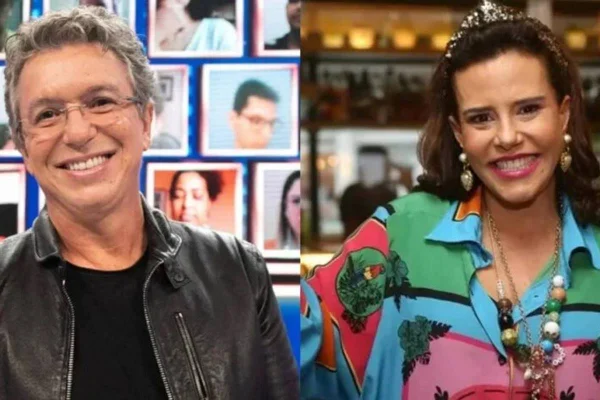 Montagem com fotos coloridas de Boninho e Narcisa - Metrópoles