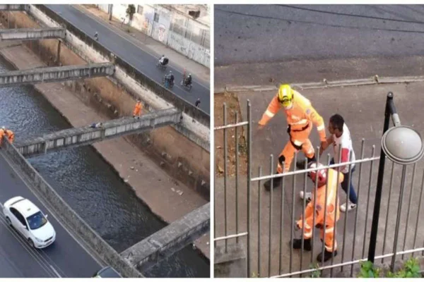 Homem dorme em viga sobre rio e mobiliza Corpo de Bombeiros em Minas Gerais