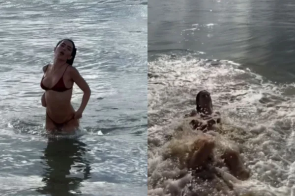 Jade Picon leva “caixote” ao sensualizar na praia e vídeo viraliza