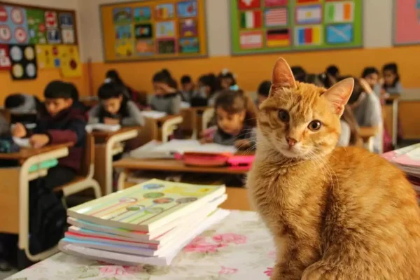 gato tombi na sala de aula