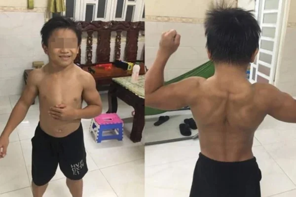 Menino de 10 anos chama atenção na web por causa do corpo musculoso. Fotos