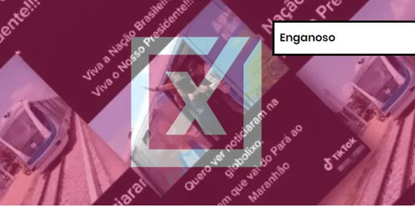 Captura de tela do TikTok com etiqueta rosa de conteúdo enganoso