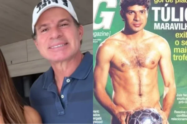 Montagem de Túlio Maravilha atualmente e em ensaio de 2003