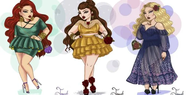 Artista americana recria princesas da Disney com corpo plus size
