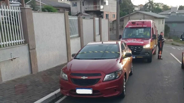 Imagem colorida de criança morta em carro