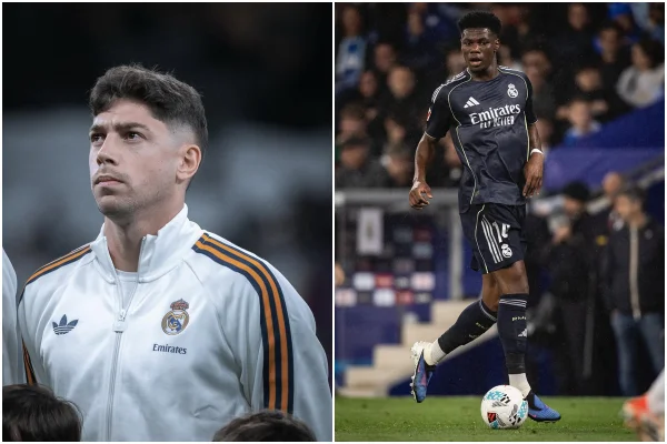 Imagem colorida de Federico Valverde e Aurélien Tchouaméni