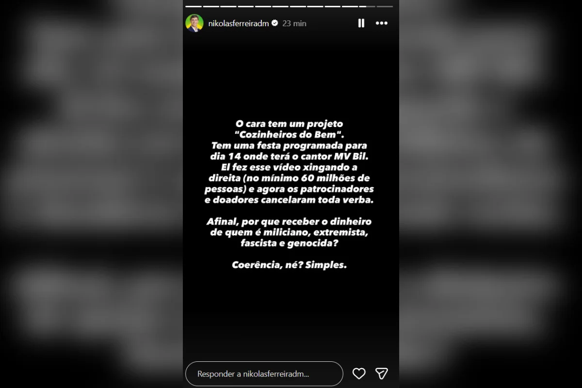 O deputado ironizou a perda de doações da ação, que distribui comida a moradores em situação de rua O deputado ironizou a perda de doações da ação, que distribui comida a moradores em situação de rua