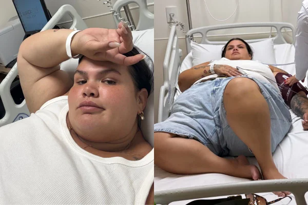 Montagem colorida de Thais Carla no hospital - Metrópoles