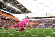 Cristiano Ronaldo cobrando pênalti diante da Croácia
