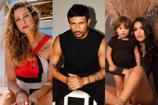 montagem com fotos de Luana Piovani, Xamã e Renata Gutierrez - metrópoles
