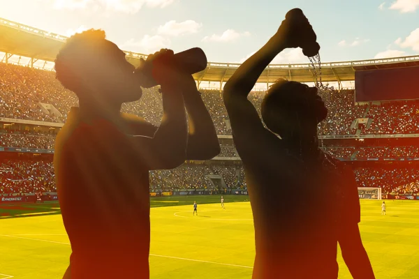 Imagem colorida mostra atletas em estádio - Metrópoles