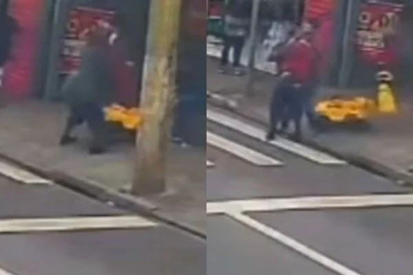 Imagem colorida mostra mãe salvando filho de sequestro em farmácia no interior de São Paulo - Metrópoles