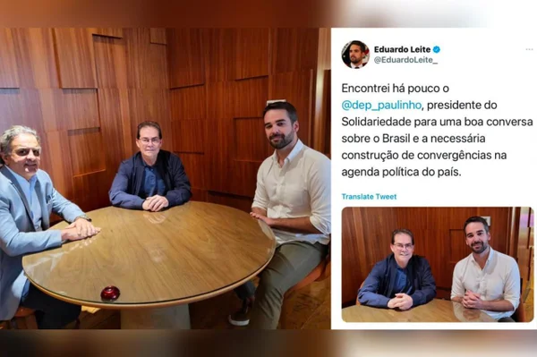Eduardo Leite corta Aécio Neves de foto com presidente do partido