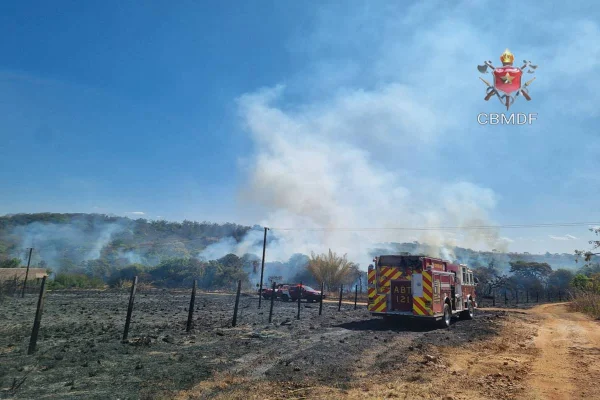 Incêndio florestal avança sobre casas perto de parque ecológico do DF