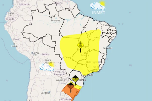 Mapa mostra área de alerta para baixa umidade