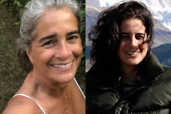 montagem com fotos de Lúcia Veríssimo velha e jovem - metrópoles