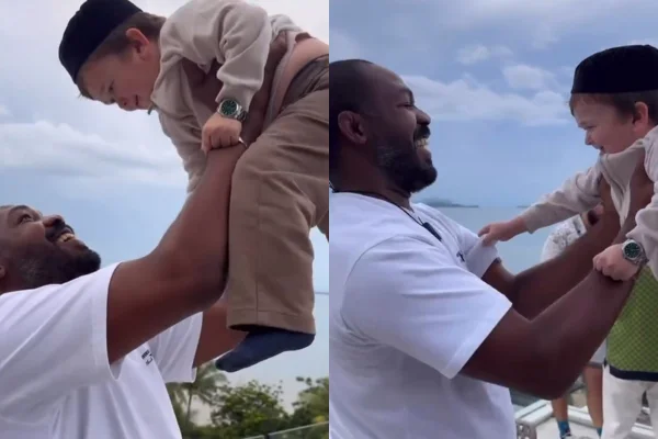 Foto colorida de Jon Jones e Hasbulla - Metrópoles
