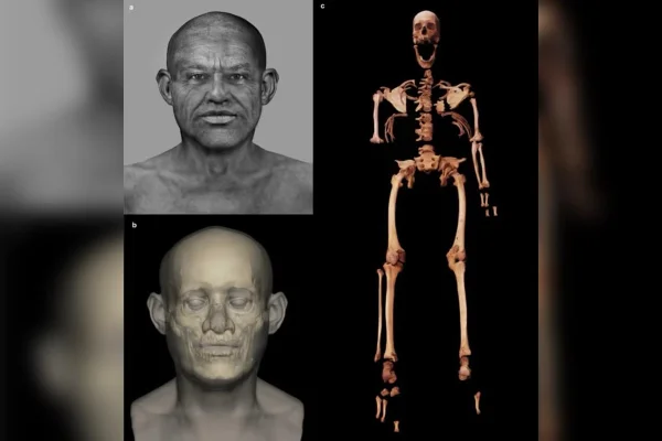 Imagem colorida de rosto egípcio antigo - Metrópoles