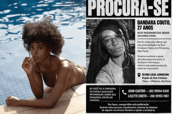 Colagem de fotos de modelo desaparecida em Pinheiros após sair para trançar o cabelo - Metrópoles