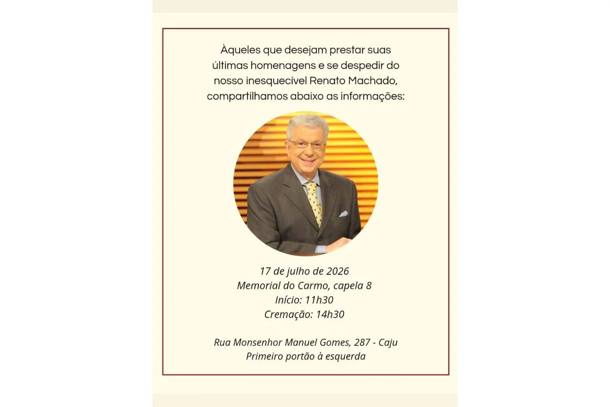 Velório do jornalista Renato Machado é realizado nesta sexta-feira (177), no Memorial do Carmo, no Rio de Janeiro Velório do jornalista Renato Machado é realizado nesta sexta-feira (177), no Memorial do Carmo, no Rio de Janeiro