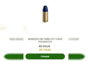 Munição vendida pela internet