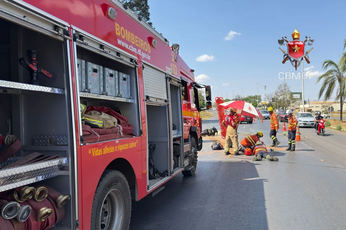 Acidente entre carro e moto em Sobradinho deixa homem em estado grave